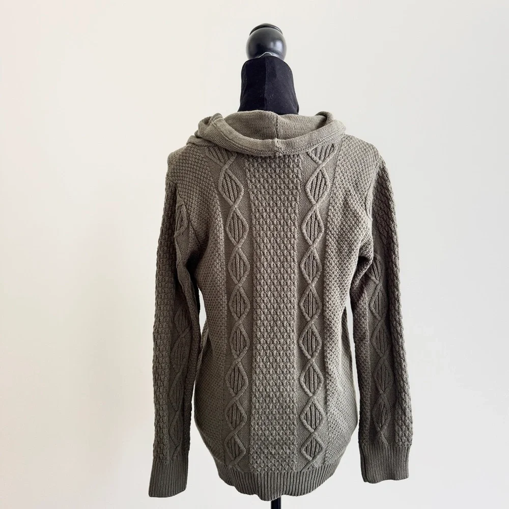 Preswick & Moore Cable Knit Sweater – Dark Olive Green – NWT Size petite xlarge - Picture 3 of 4